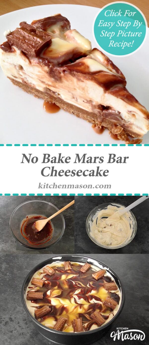 Mars Bar Cheesecake No Bake Candy Bar ChocolateKitchenMason Easy Step by Step Picture