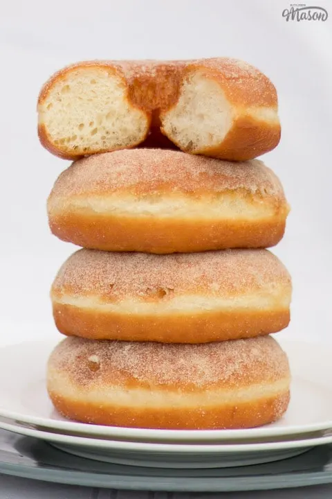 homemade doughnuts in a stack