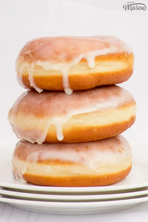 glazed homemade doughnuts in a stack