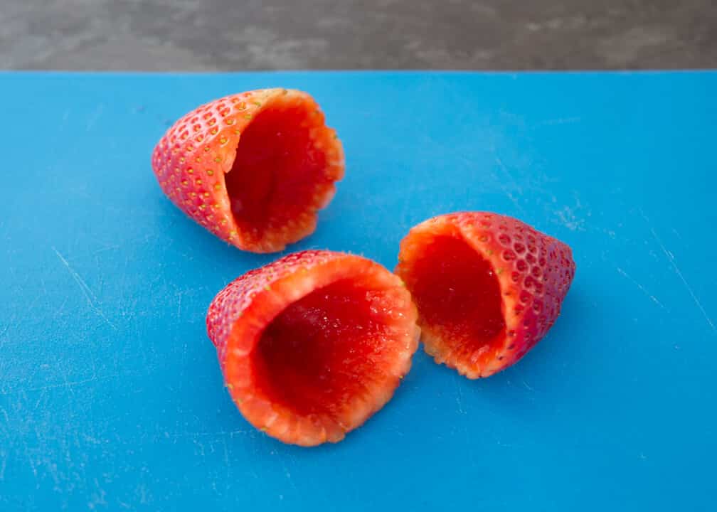 Hollowed out strawberries