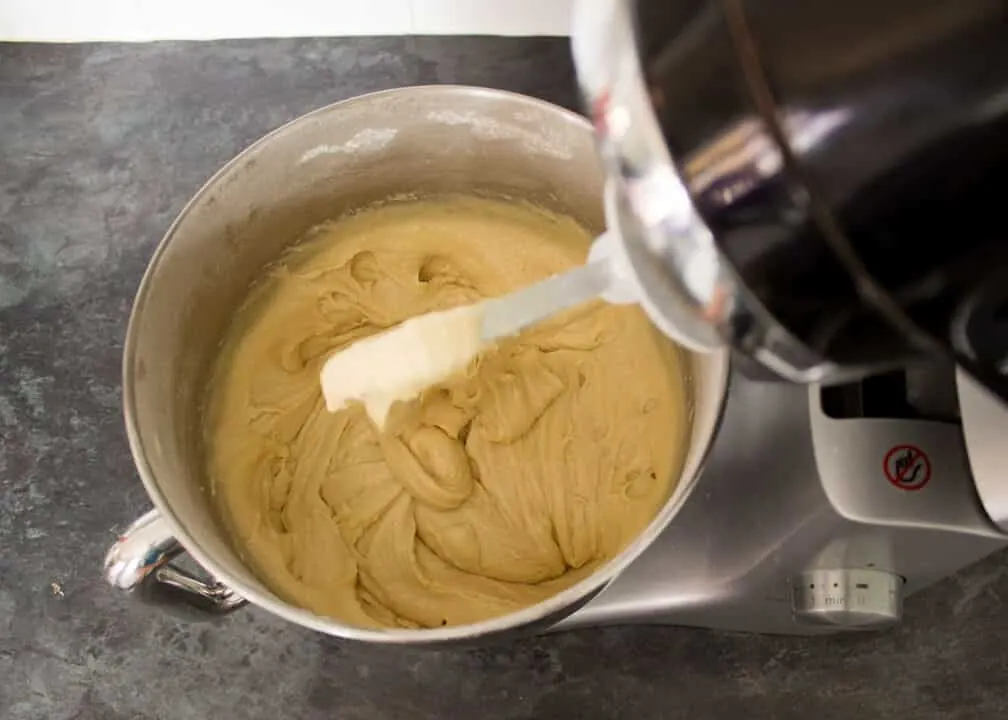 Cupcake batter with half the liquid ingredients added to it