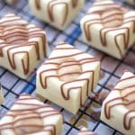 White Chocolate Cookie Dough Fudge on a cooling rack