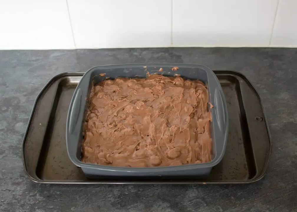 Maltesers Microwave Fudge mixture in a silicone pan