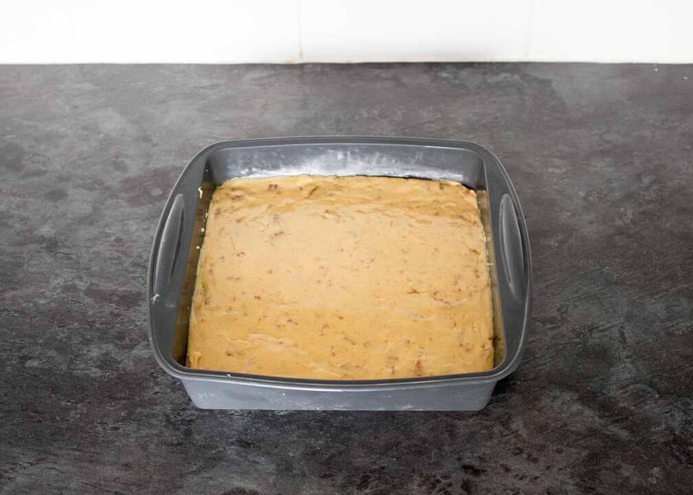Biscoff fudge in a silicone pan