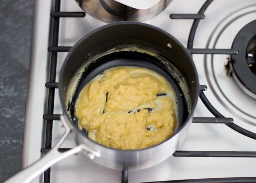 Macaroni Cheese - making a roux in a pan