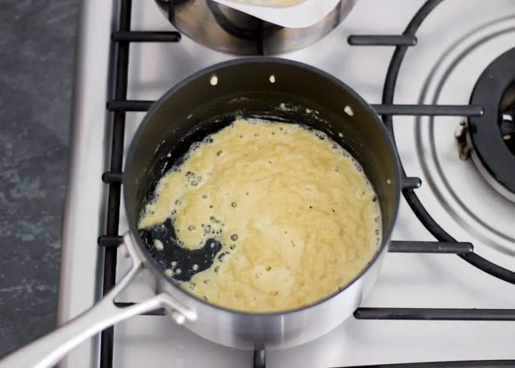 Macaroni Cheese - making a roux in a pan