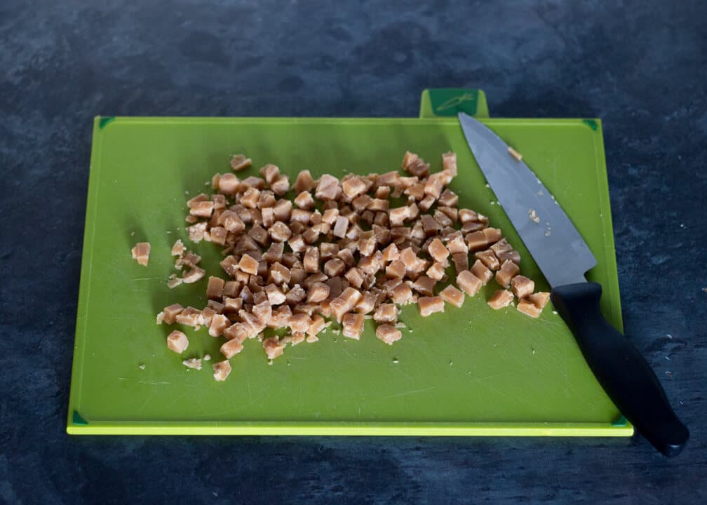 No Bake Cookies Recipe - Salted Caramel Fudge on a Chopping Board