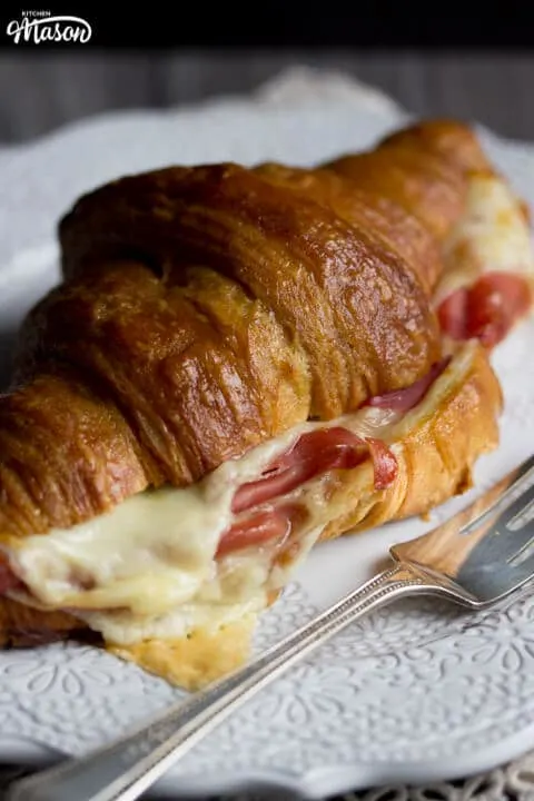 Prosciutto & Gouda Croissant Sandwich on a Plate