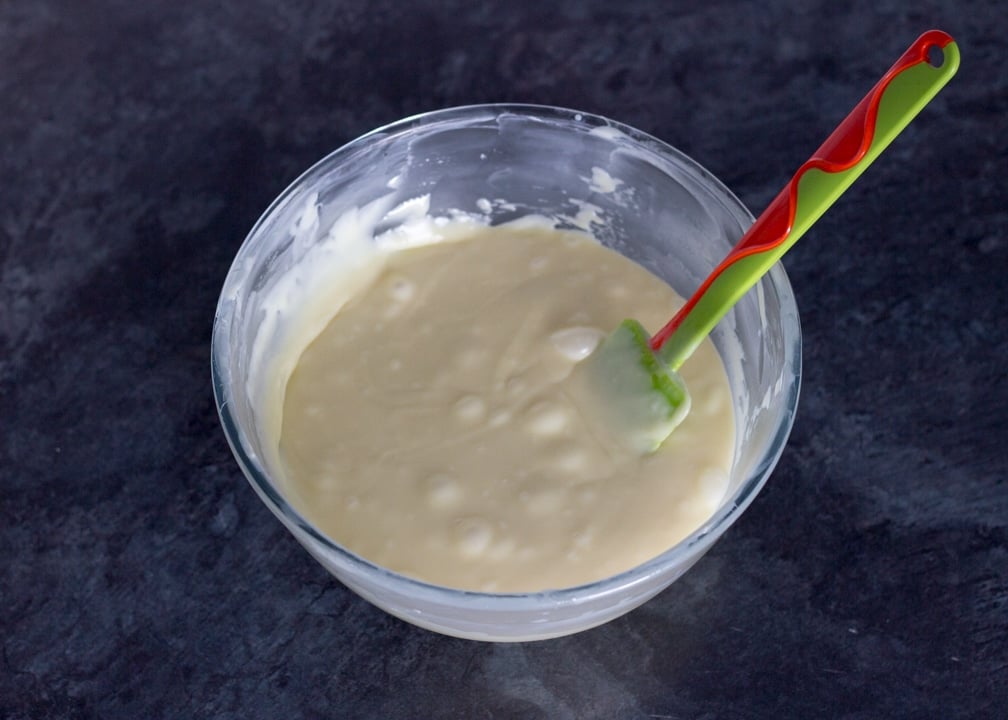 Milk & Cookies Chocolate Fudge Recipe: Melted Chocolate Fudge ingredients in a bowl