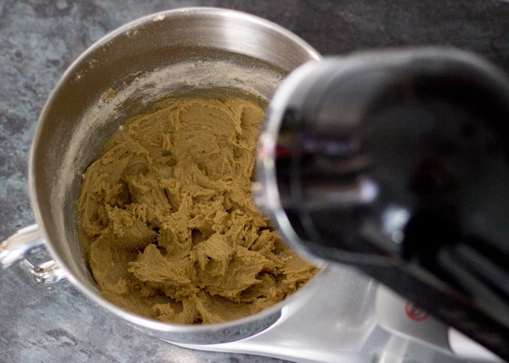 Brookie Recipe - Cookie dough in a stand mixer