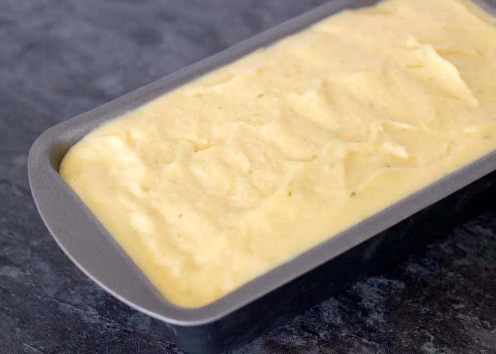 Homemade ice cream in a loaf tin