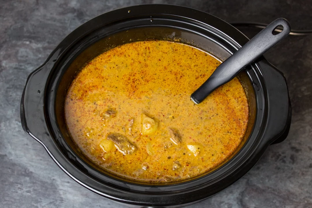 beef massaman curry in a slow cooker