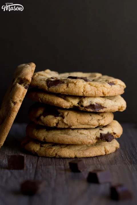 vegan chocolate chip cookies in a stack