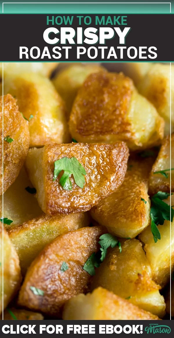 crispy roast potatoes with parsley scattered on top