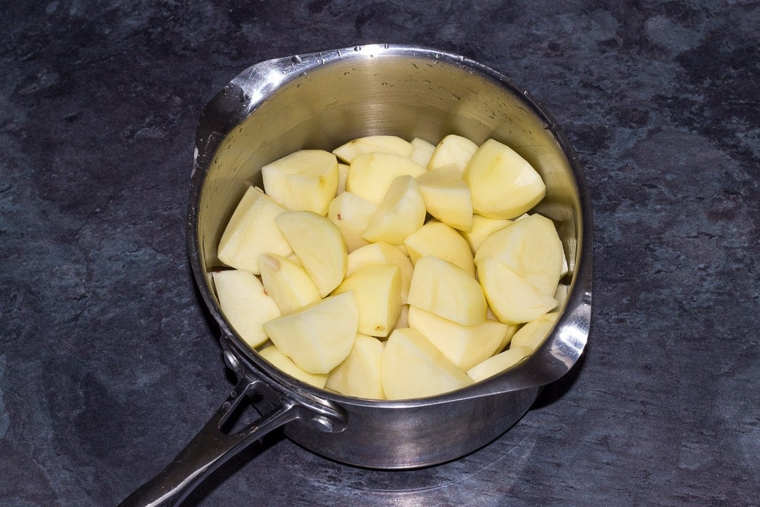 prepared potatoes in a saucepan