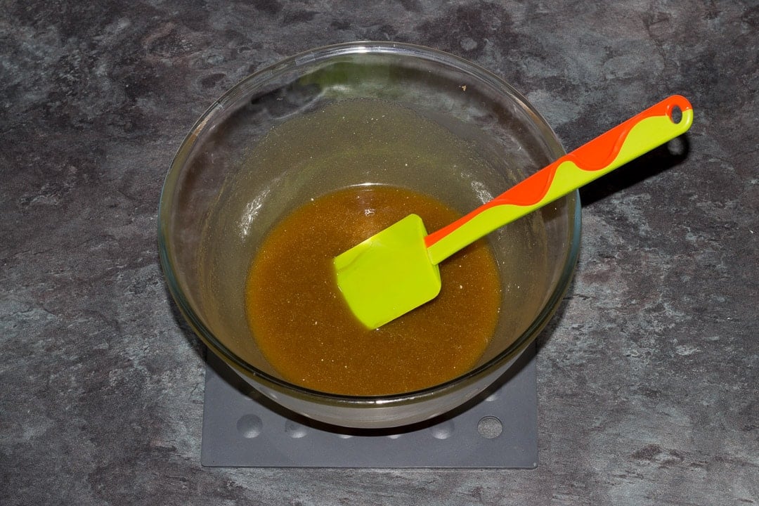 golden syrup, dairy free spread, sugar and salt melted together in a glass bowl