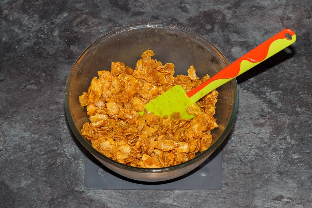 cornflake tart topping in a glass bowl
