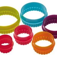 Colourworks Plastic Plain and Fluted Round Cookie Cutters, Multi-Colour, Set of Six
