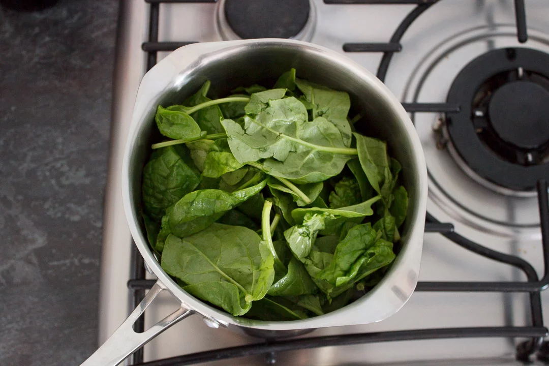 spinach in a saucepan