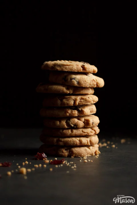 Cranberry Walnut Cinnamon Cookies in a stack