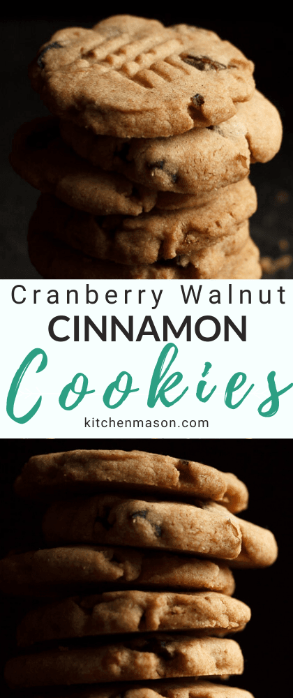Cranberry Walnut Cinnamon Cookies in a stack