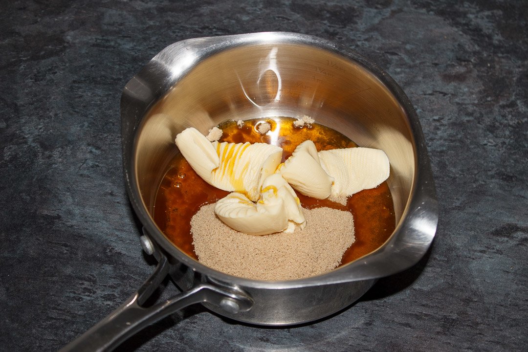 butter, sugar and golden syrup in a saucepan