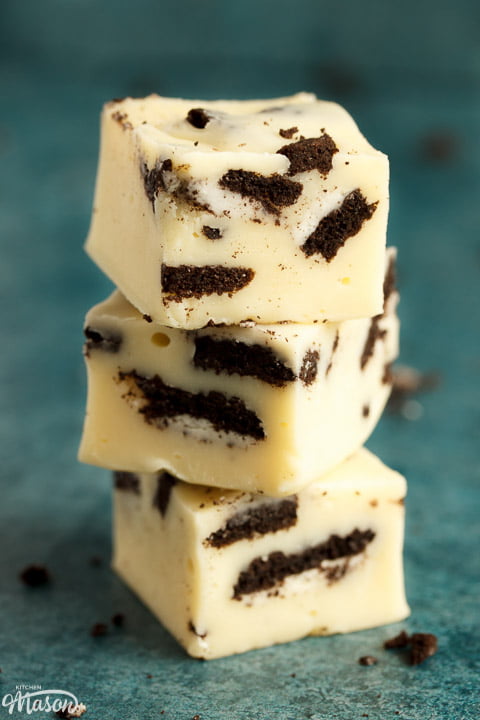 Oreo fudge in a stack of 3