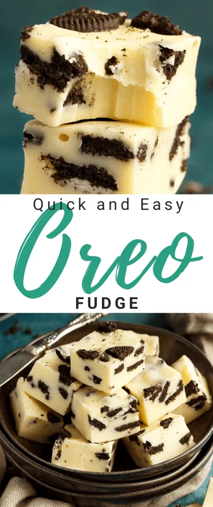 Oreo fudge in a stack and in a bowl