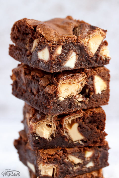 Kinder Bueno Brownies in a stack