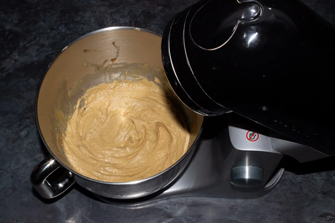 Brown sugar, butter, egg and Biscoff spread blended together in an electric stand mixer