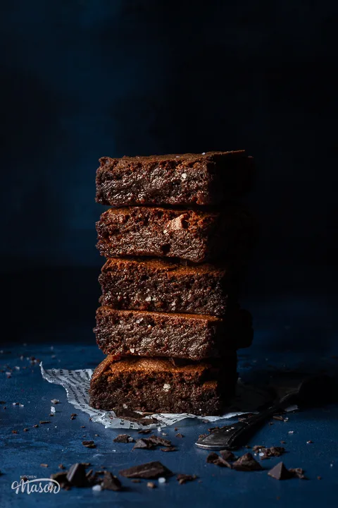 A stack of 5 chocolate brownies