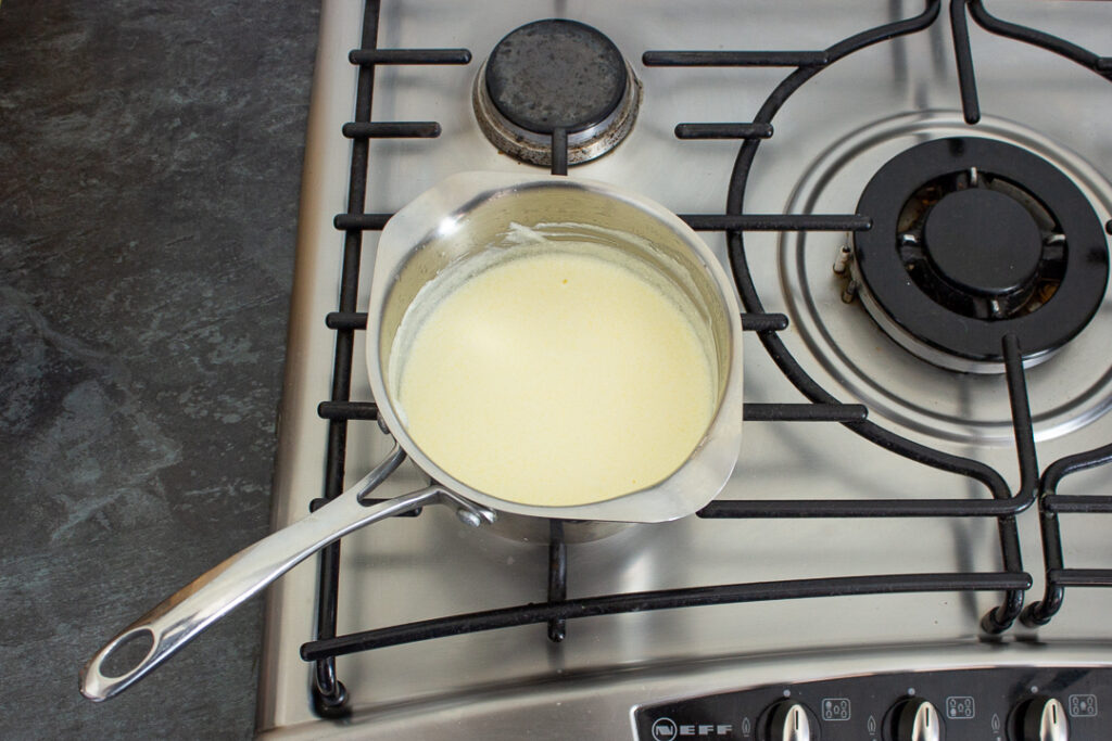 Butter and soured cream in a saucepan