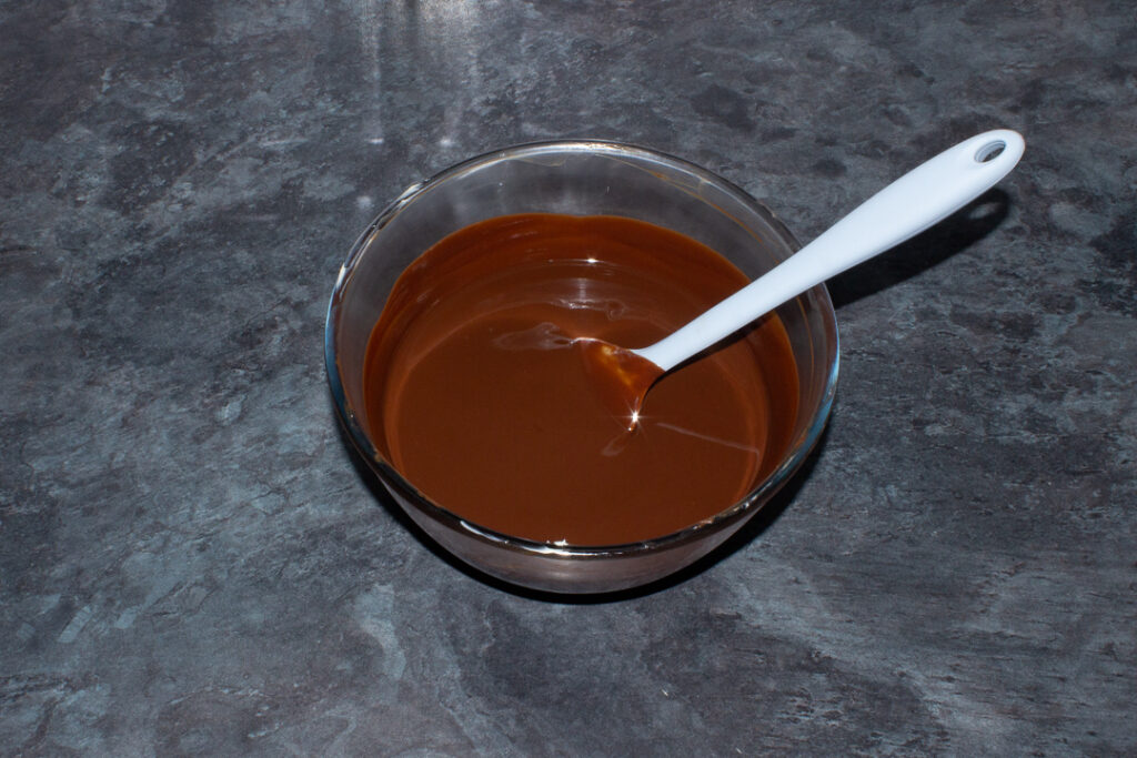 Melted butter and chocolate in a bowl