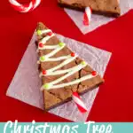 Two Christmas tree brownies on baking paper