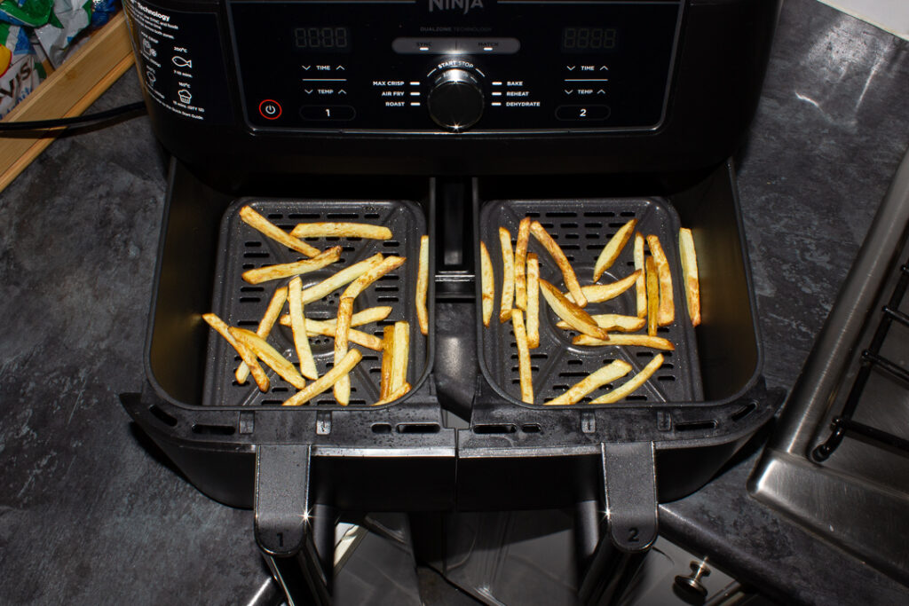 Part cooked fries in an air fryer