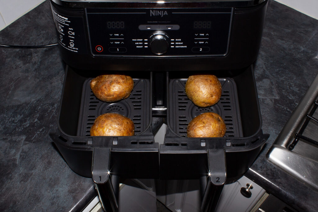 Partially baked potatoes in an air fryer