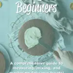 Someone icing a cake. A text overlay says 'Baking for Beginners'