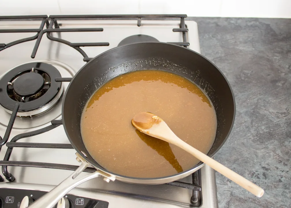 Caramel in a pan on the hob