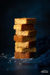 7 bars of golden syrup flapjack in a stack