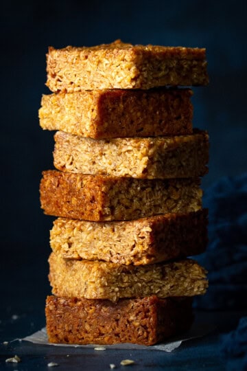 A stack of soft flapjack bars in a stack