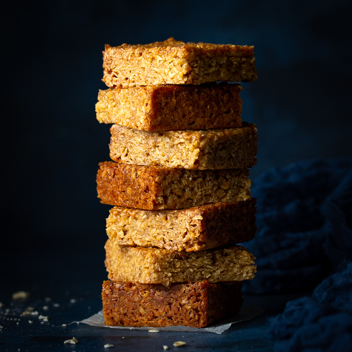 A stack of soft flapjack bars in a stack