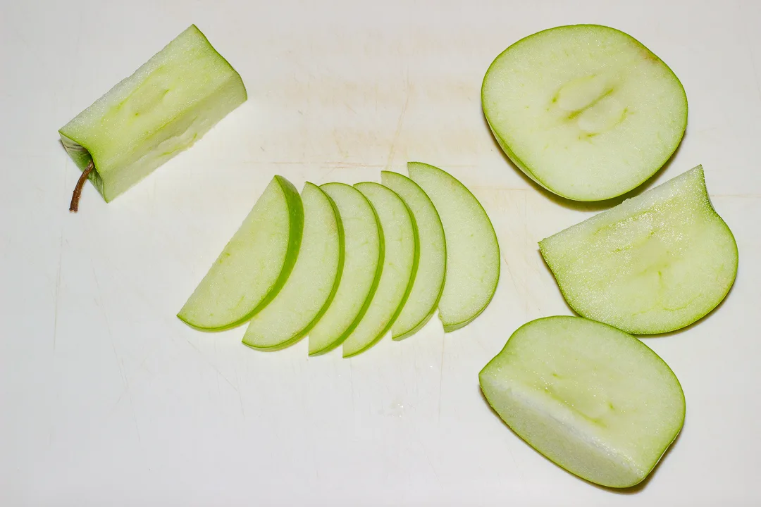 An thinly sliced apple