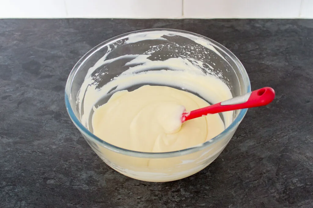 No churn ice cream base in a large mixing bowl