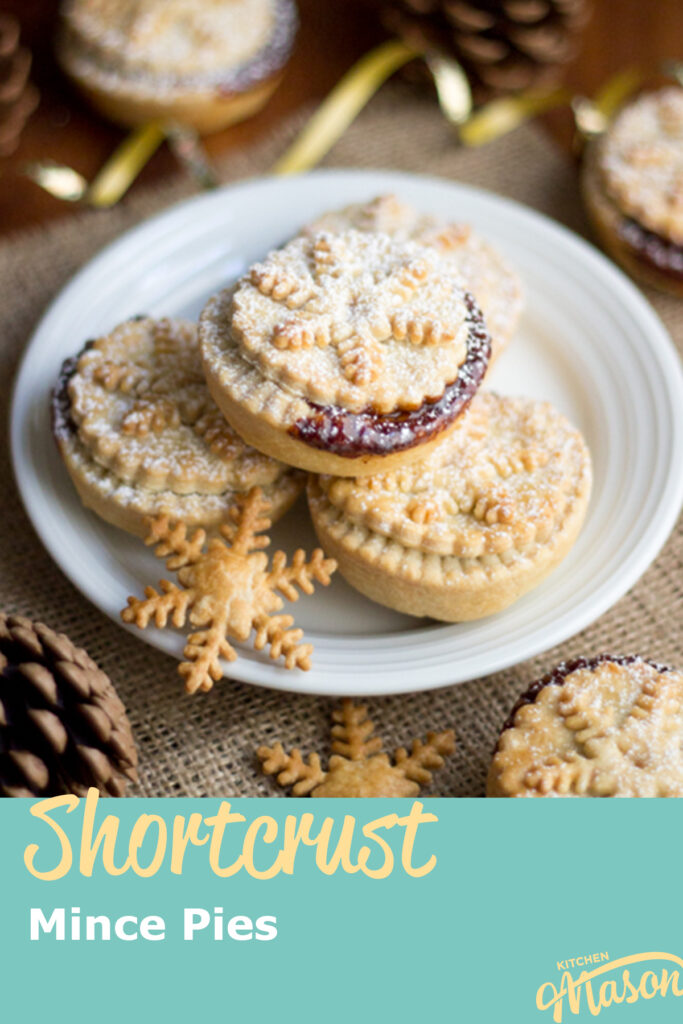 Homemade shortcrust pastry mince pies on a white plate