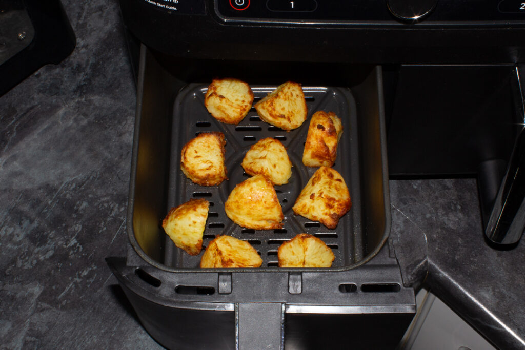 par boiled roast potatoes part cooked in an air fryer