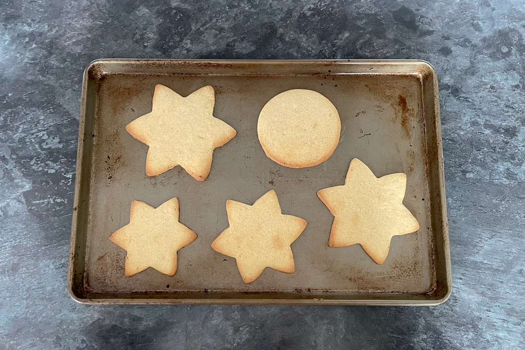 Baked lemon ginger cookies on a tray