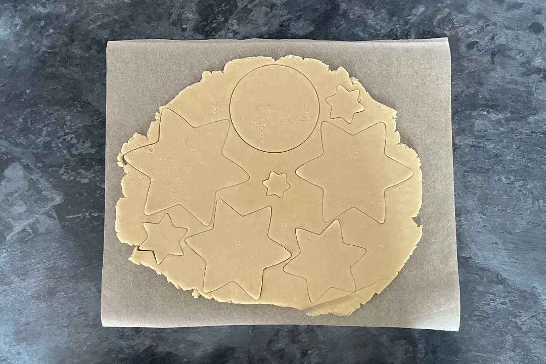 Stars cut out of cookie dough