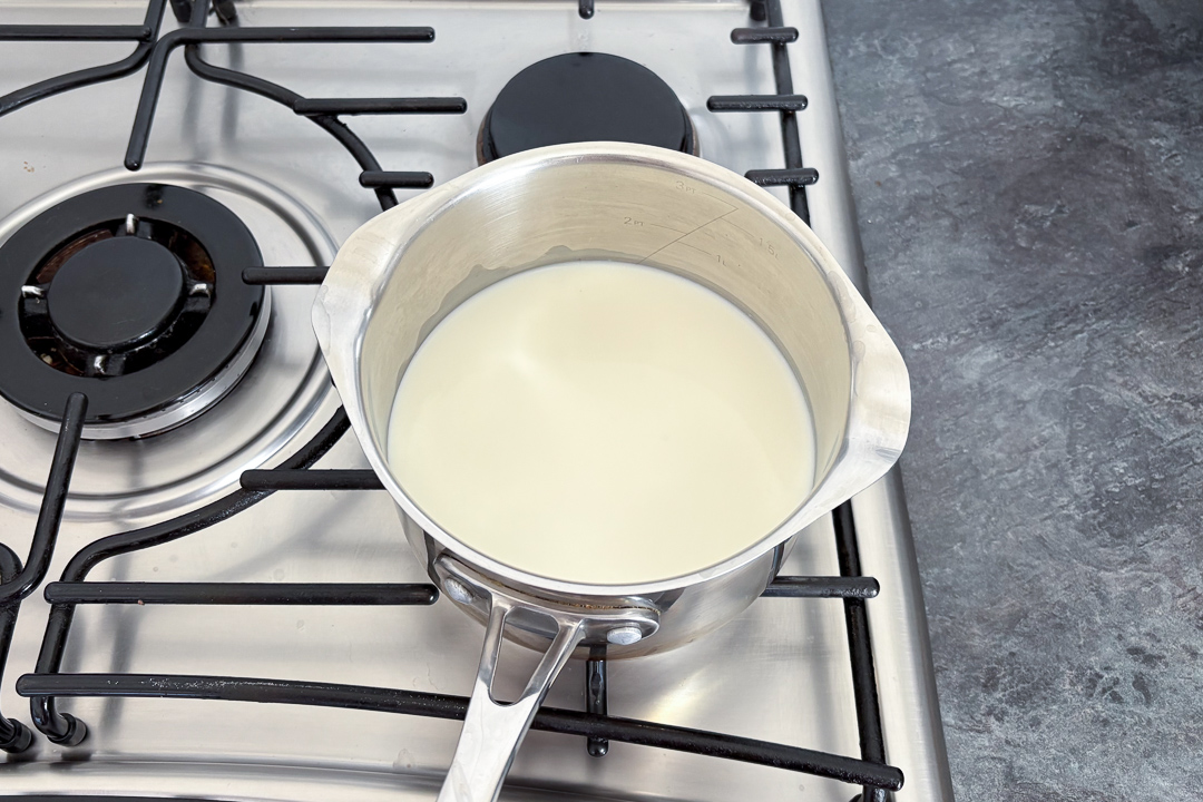 Milk warming in a saucepan