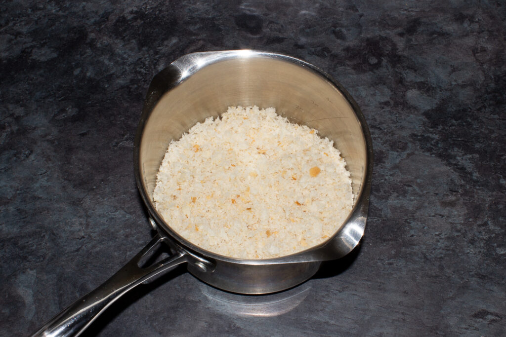 Breadcrumbs in a saucepan.