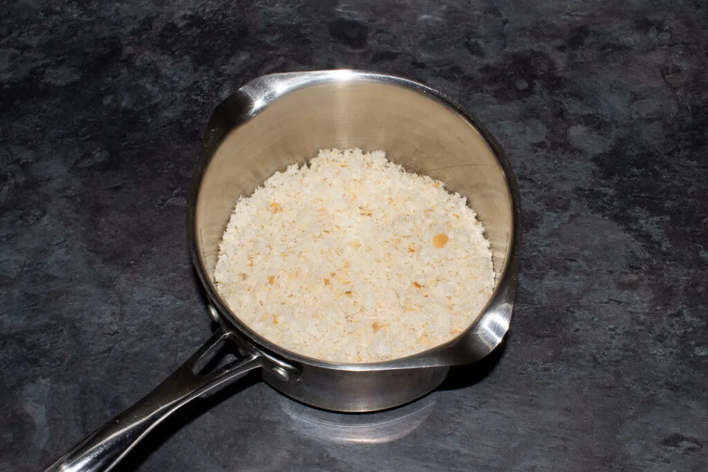 Breadcrumbs in a saucepan.
